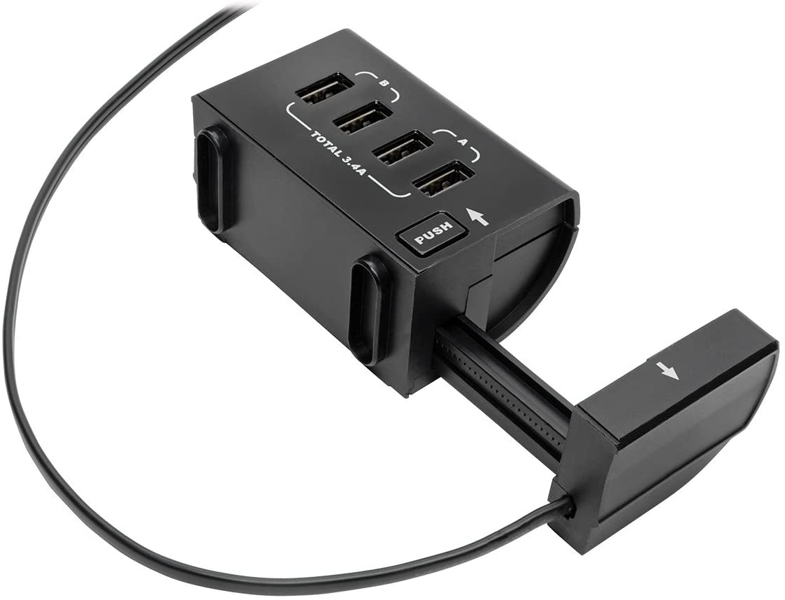 Tripp Lite Surge Protector Power Strip 6-Outlet w/4 USB Charging/Sync Ports, Black, 9.6" x 6.7" x 1.8" (TLP66USBR)