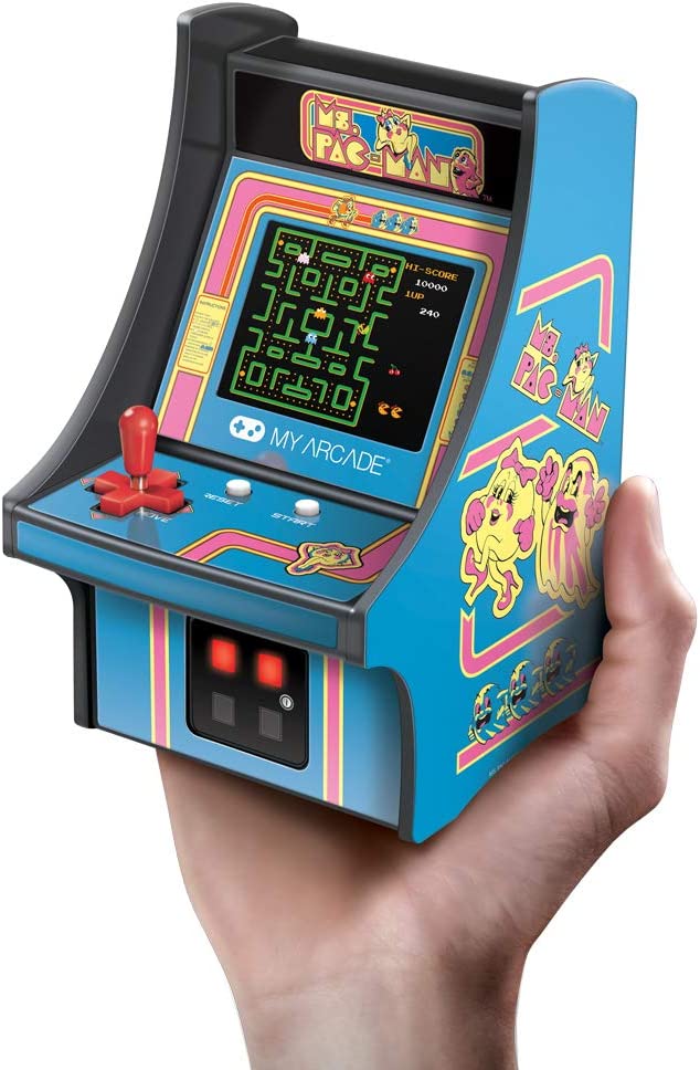 My Arcade Micro Player Mini Arcade Machine: Ms. Pac-Man Video Game, Fully Playable, 6.75 Inch Collectible, Color Display, Speaker, Volume Buttons, Headphone Jack - Electronic Games