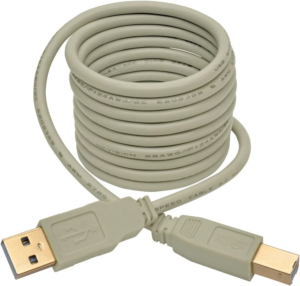 Tripp Lite 6 ft. USB 2.0 Hi-Speed A/B Cable (M/M), Type-A to Type-B, 28/24 AWG, 480 Mbps, Beige, 6' (U022-006-BE) 6 ft. Beige