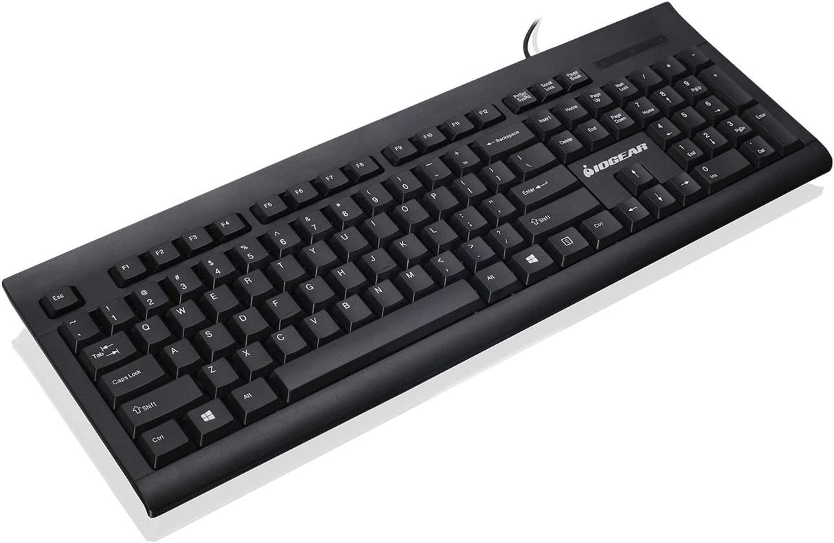 IOGEAR 104-Key Spill-Resistant Keyboard and Mouse Combo - Optical Mouse w/ 1000 DPI - Number Lock, Caps Lock, Scroll Lock LED Indicators - GKM513B Wired Keyboard/Mouse Combo