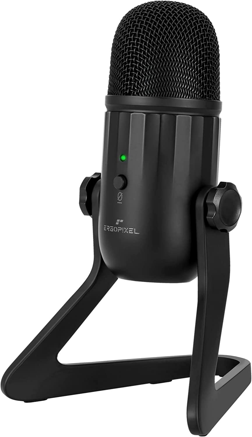 Ergopixel USB Microphone for PC, Mac, Gaming, Streaming, Podcasting, Studio with A Live Monitoring, Gain Controls, A Mute Button for Podcasting, Plug and Play – Blackout