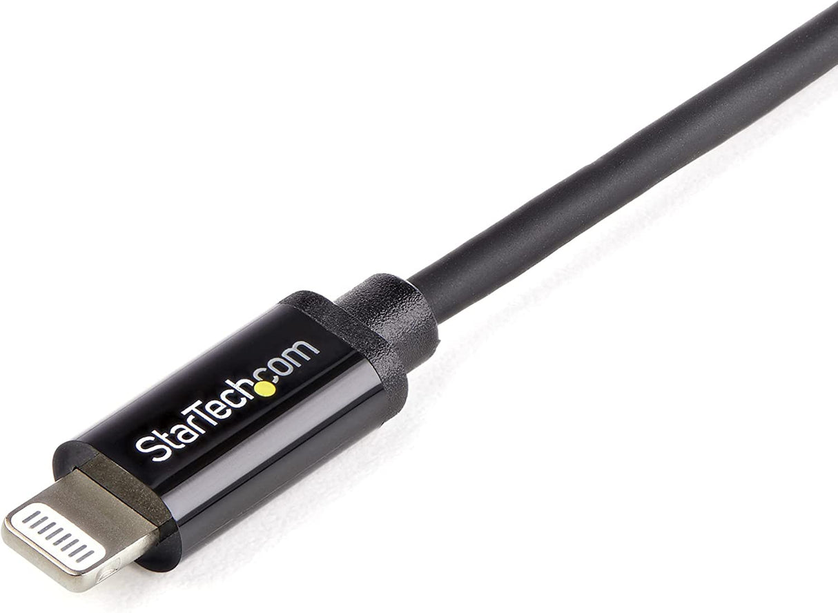 StarTech.com 2m (6ft) Long Black Apple 8-pin Lightning Connector to USB Cable for iPhone / iPod / iPad - Charge and Sync Cable (USBLT2MB) 6ft Black