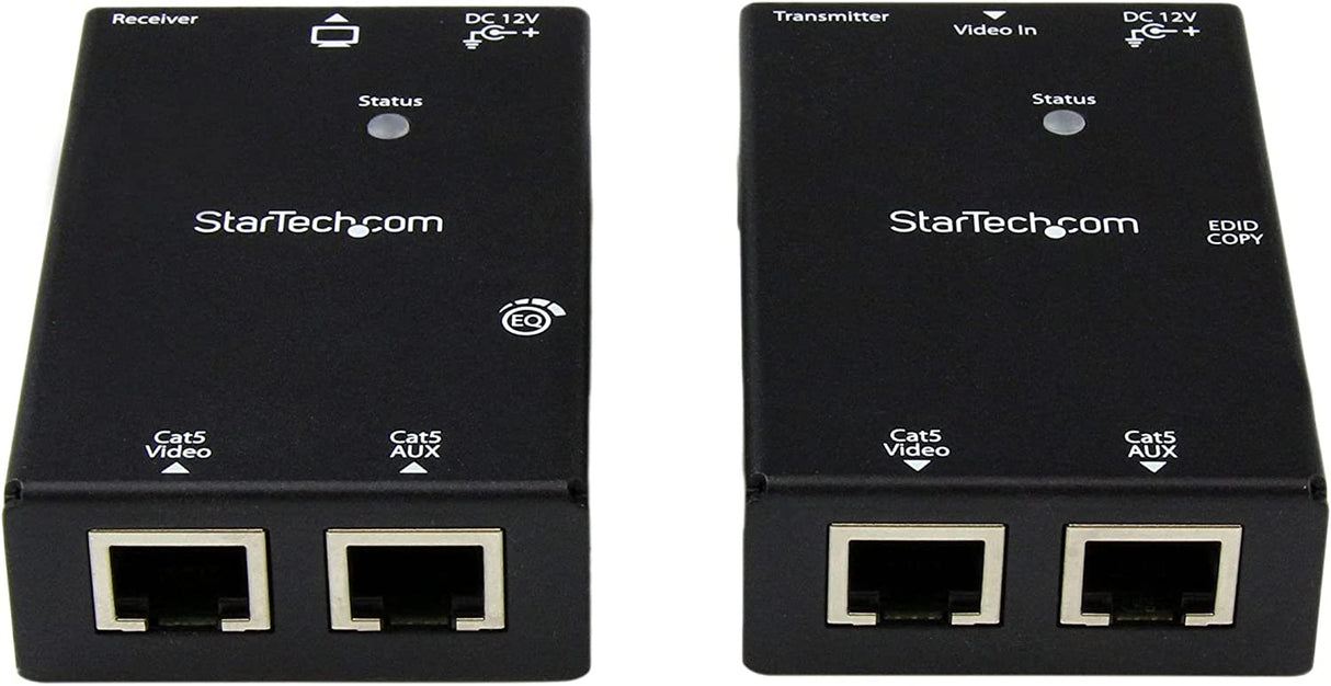 StarTech.com HDMI Over CAT5/CAT6 Extender with Power Over Cable - 165 ft (50m) HDMI Video/Audio Over Dual Ethernet Cable Extender (ST121SHD50),Black