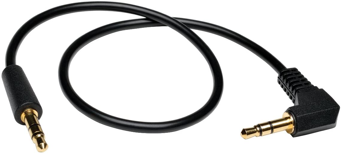 TRIPP LITE P312-003-RA 3-Feet 3.5mm Mini Stereo Audio Cable with One Right Angle Plug M/M,Black One Right Angle Plug 3-Feet