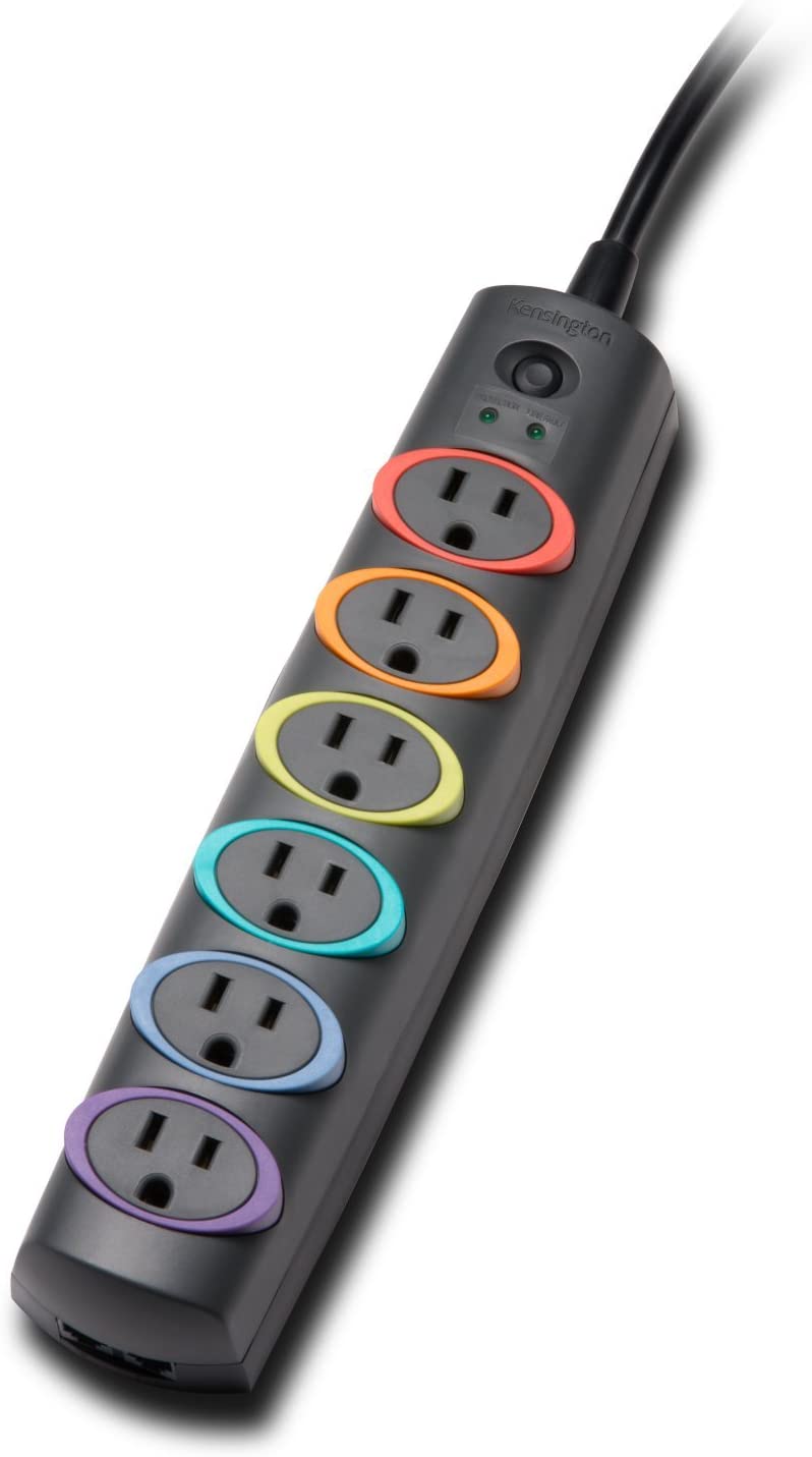 Kensington SmartSockets 6-Outlet, 7-Foot Cord, & 945 Joules Standard Surge Protector (K62147NA) Standard (945 Joules, 7' Cord)