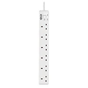 6FT Tripp Lite 6-Outlet British Power Strip - White - Dealtargets.com