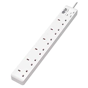 6FT Tripp Lite 6-Outlet British Power Strip - White - Dealtargets.com
