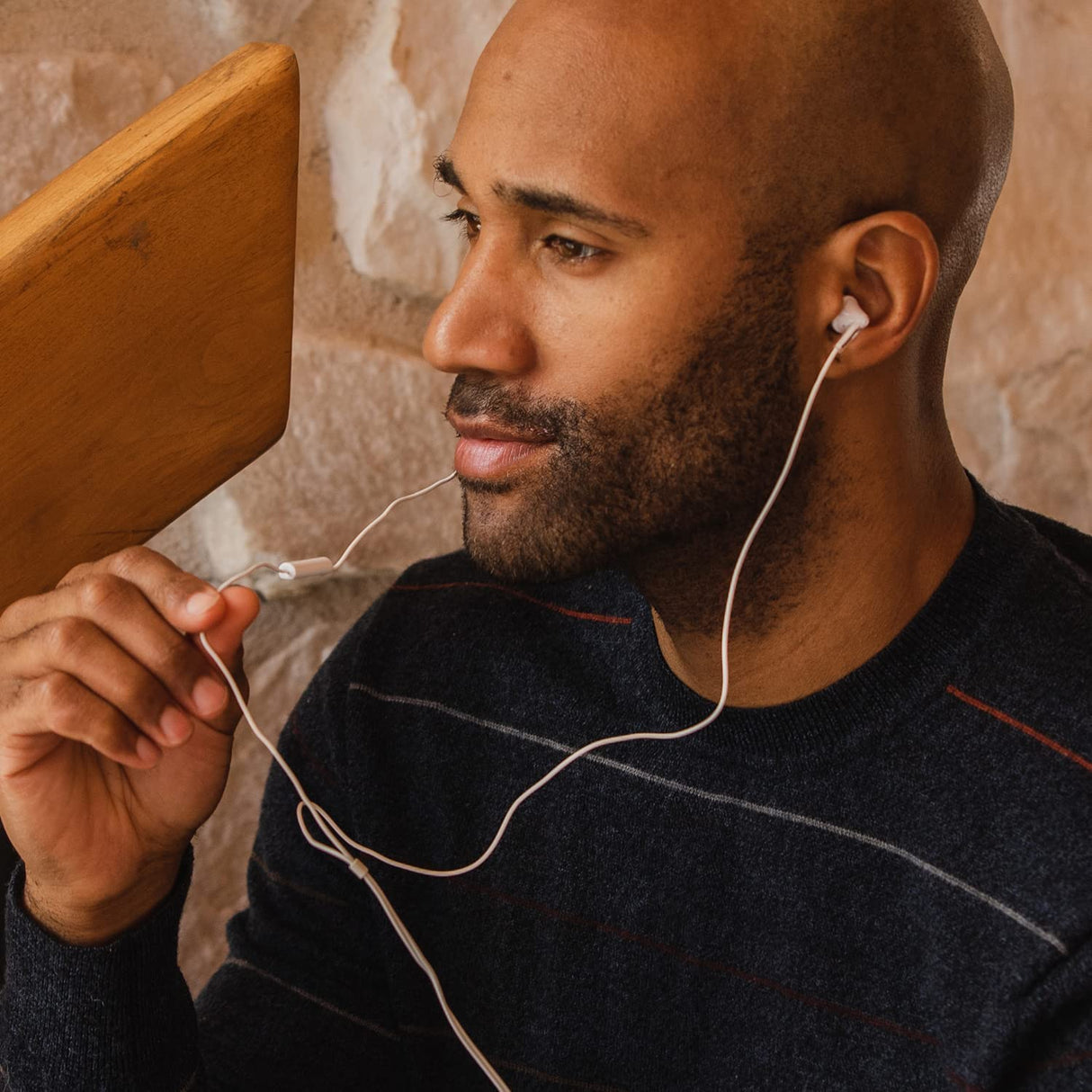 Panasonic ErgoFit Wired Earbuds, In-Ear Headphones with Microphone and Call Controller, Ergonomic Custom-Fit Earpieces (S/M/L), 3.5mm Jack for Phones and Laptops - RP-TCM125-W (White) White With Mic