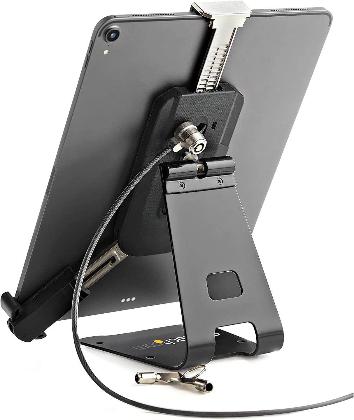 StarTech Secure Tablet Stand K-Slot Cable Lock - Locking Tablet Holder for 7.9"-13" Tablets - Universal Adjustable Tablet Mount for Desk/Surface - Lockable Anti-Theft Security Mount (SECTBLTDT), Black