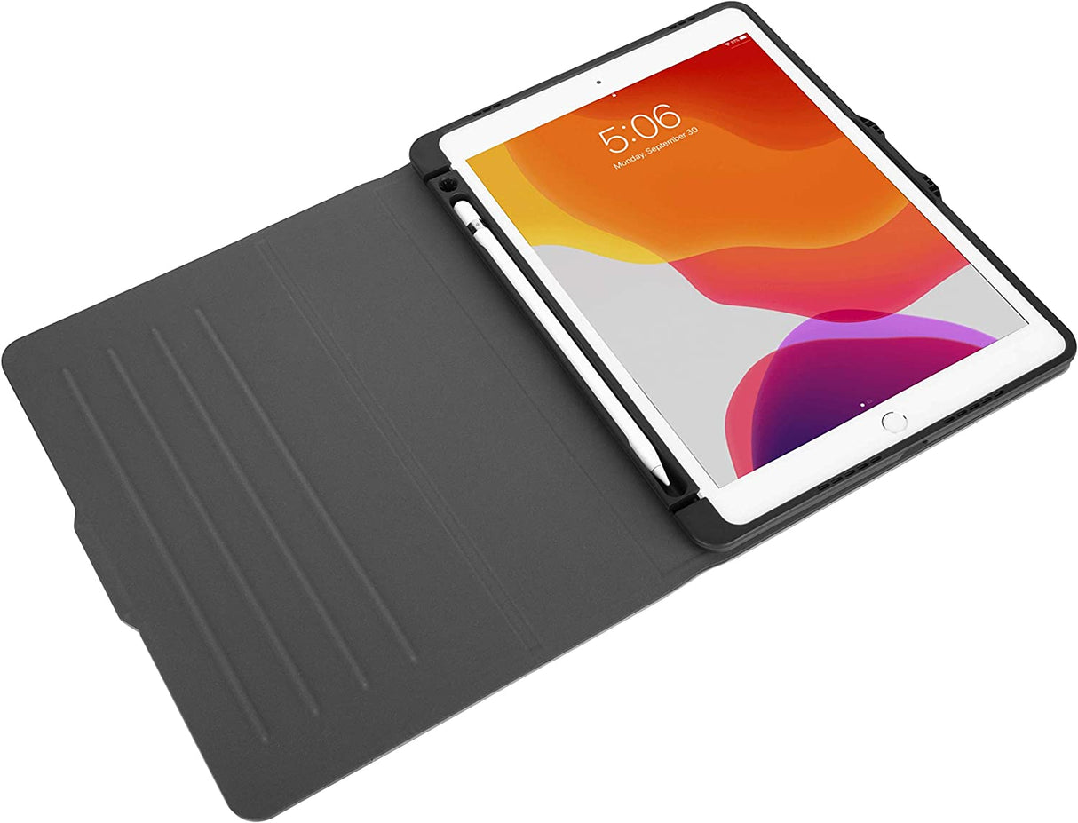 Targus VersaVu Apple iPad (7/8/9th Gen) 10.2-inch, iPad Air 10.5-inch, and iPad Pro 10.5-inch, Slim Lightweight Smart Shell Stand, Shock Proof, Audio Boost, Secure Closure, Black (THZ863GL) iPad (8th and 7th gen) Black