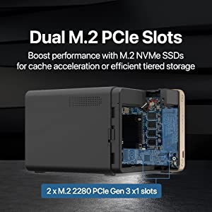 QNAP TS-464-8G-US 4 Bay High-Performance Desktop NAS with Intel Celeron Quad-core Processor, M.2 PCIe Slots and Dual 2.5GbE (2.5G/1G/100M) Network Connectivity (Diskless) 8G RAM 4 Bay Diskless