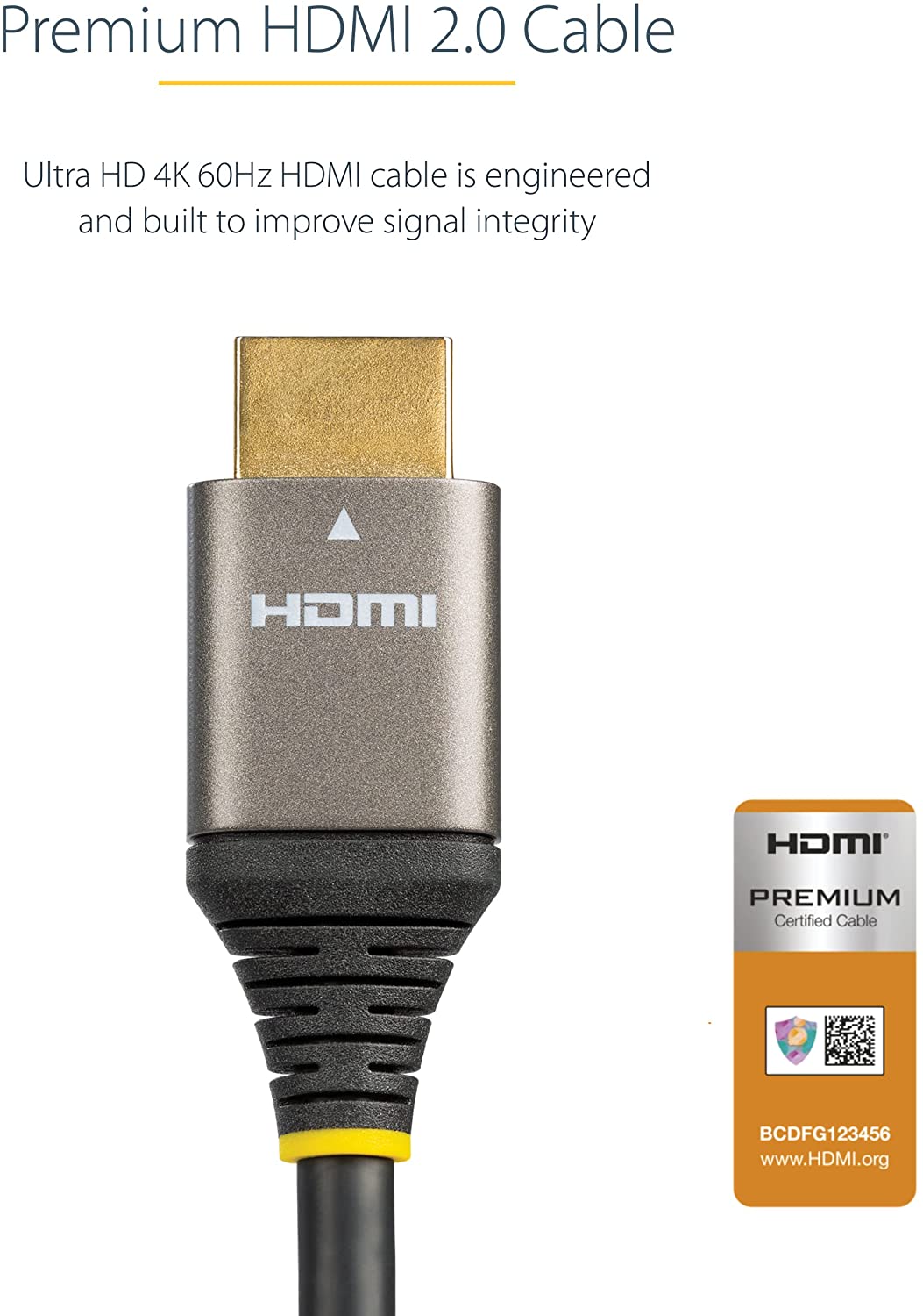 StarTech.com 10ft (3m) Premium Certified HDMI 2.0 Cable - High Speed Ultra HD 4K 60Hz HDMI Cable with Ethernet - HDR10, ARC - UHD HDMI Video Cord - for UHD Monitors, TVs, Displays - M/M (HDMMV3M) 9.9 ft / 3 m