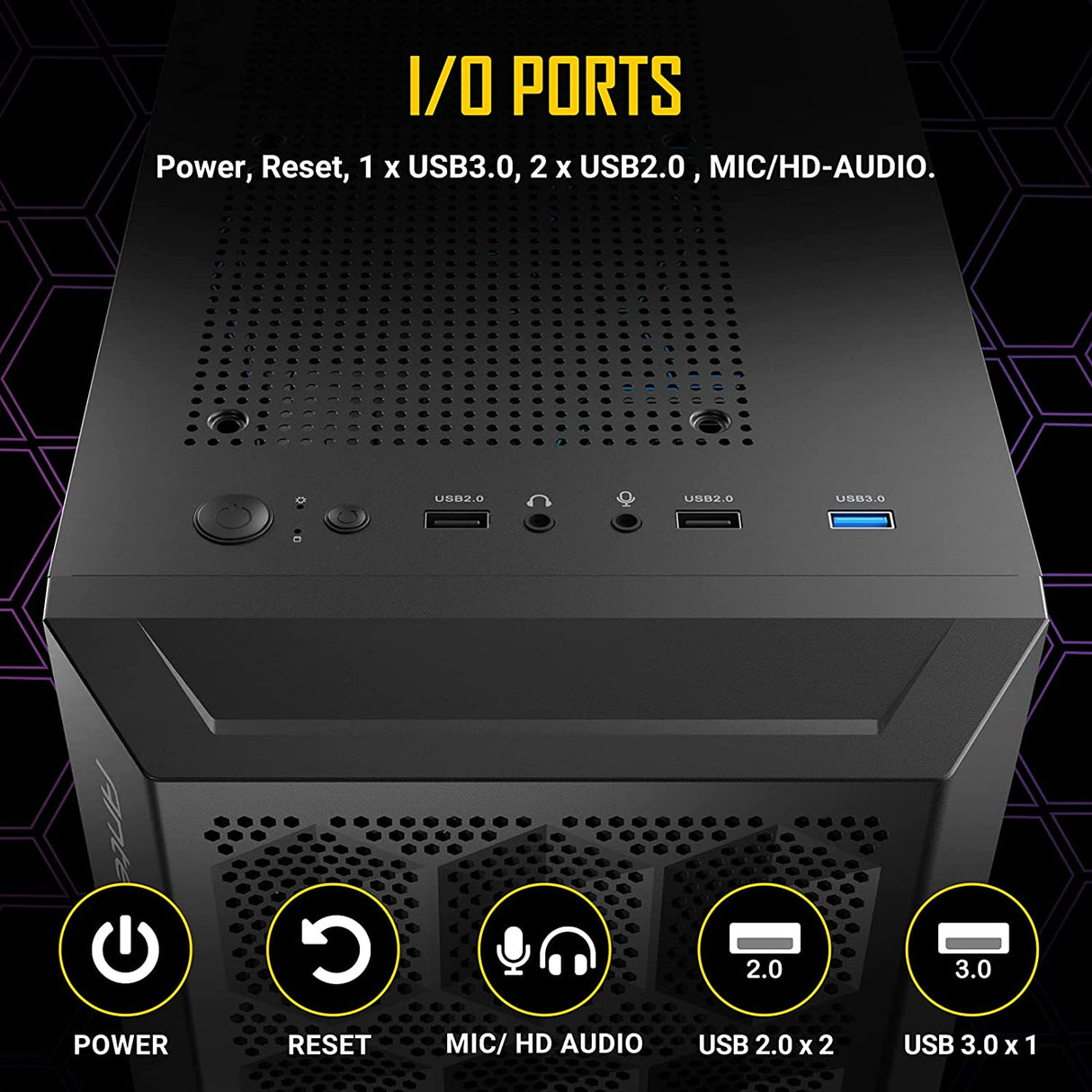 Antec NX200 M, Micro-ATX Tower, Mini-Tower Computer Case with 120mm Rear Fan Pre-Installed, Mesh Design in Front Panel Ventilated Airflow, NX Series, Black, (CJ11132623)