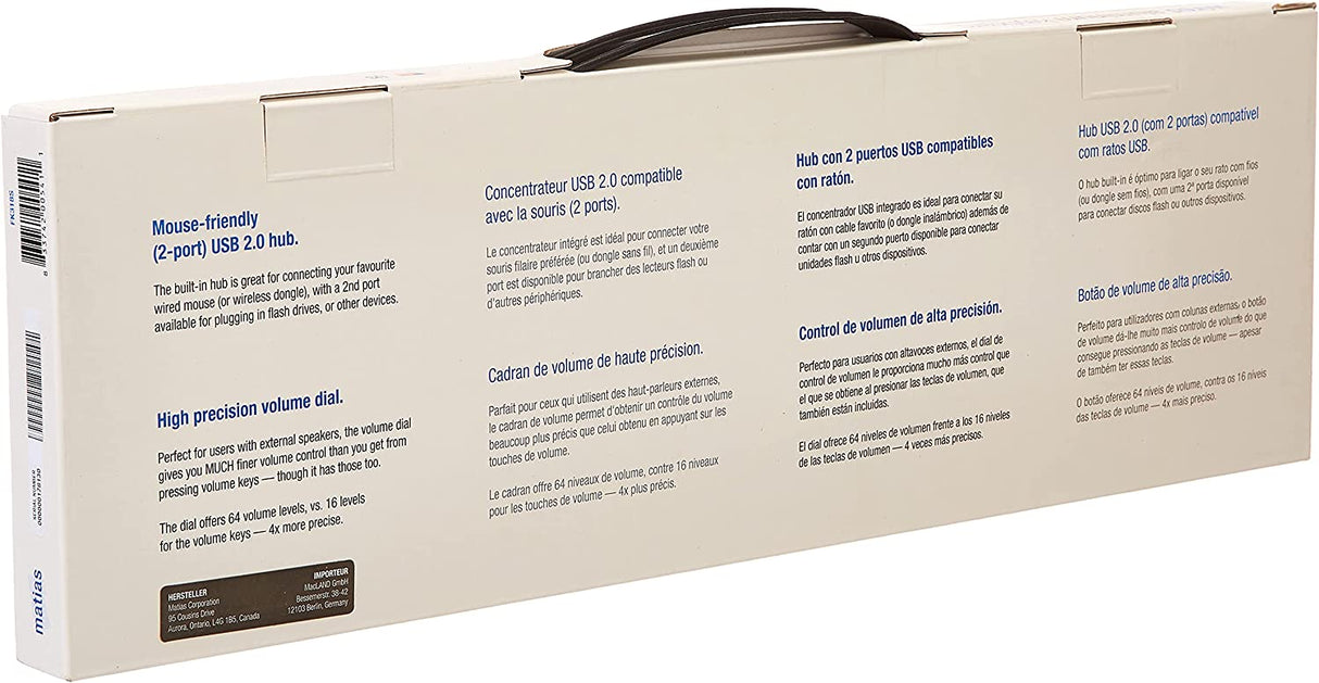 Matias Wired Aluminum Keyboard W/Numeric KEYPAD for MAC Silver