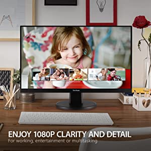 ViewSonic VA2447-MHU 24 Inch Full HD 1080p USB-C Monitor with Ultra-Thin Bezel, Adaptive Sync, 75Hz, Eye Care, 15W Charging, HDMI, and VGA Inputs for Home and Office 24-Inch USB-C