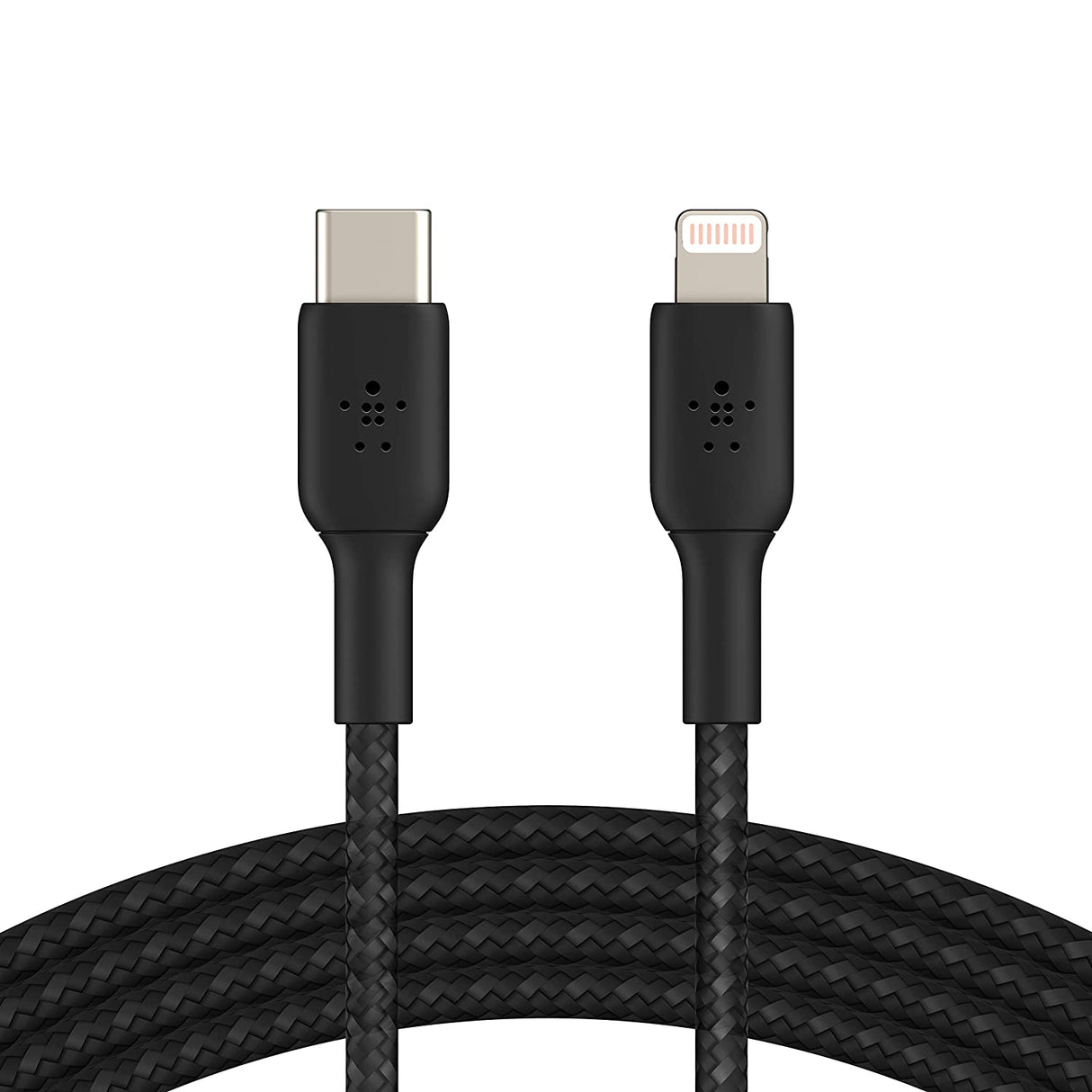 Belkin Braided Lightning Cable 6.5ft/2m, Black (CAA002bt2MBK) & Braided USB C to Lightning Cable MFi Certified iPhone Fast Charger Type C 6.6FT/2M (Black) Black 6.6 FT Braided Cable + USB C Lightning Cable