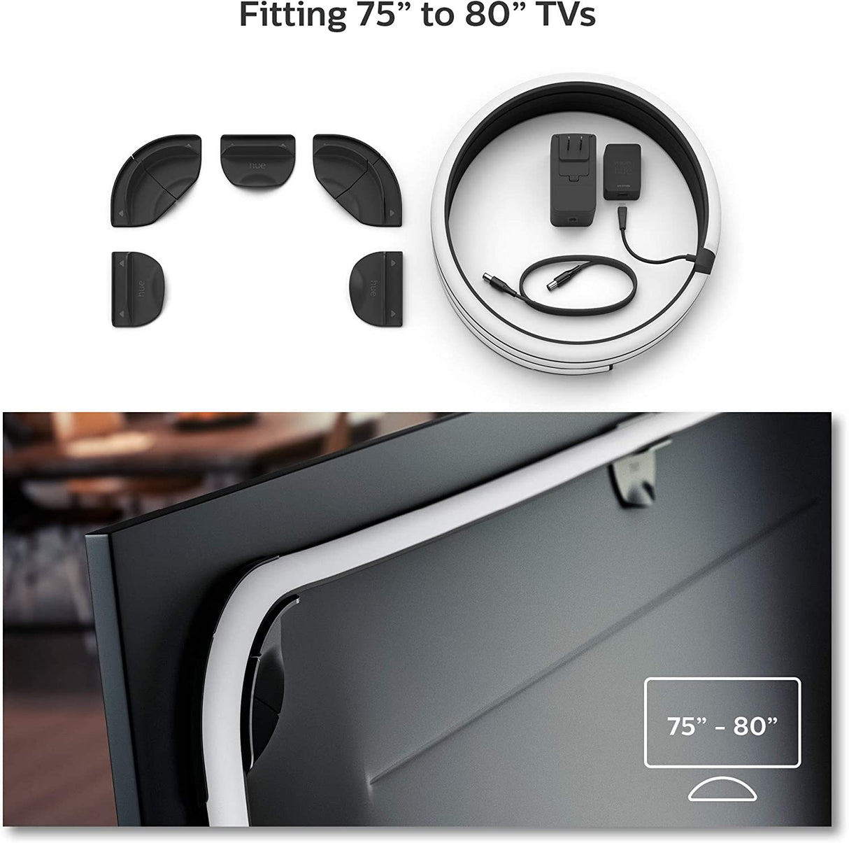 Philips Hue Gradient LightStrip 75" (Sync with TV, Music and Gaming), Hue Hub & Hue Sync Box Required 75-Inch TV Lightstrip Only