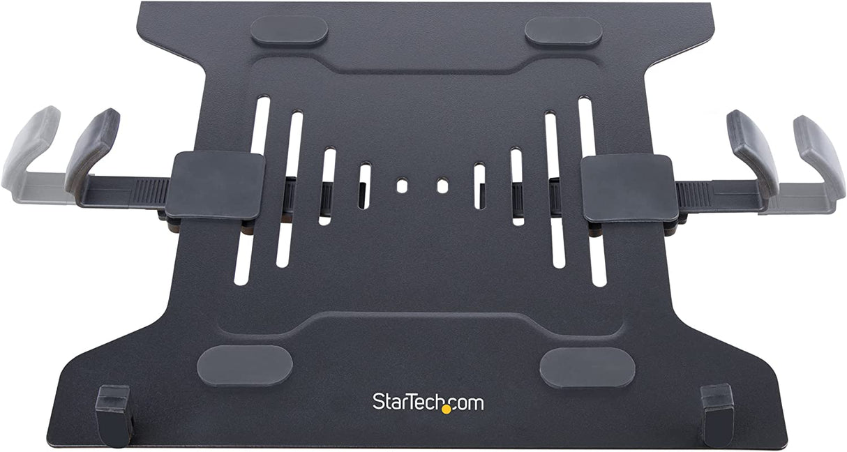 StarTech.com Monitor Arm with VESA Laptop Tray, For a Laptop (4.5kg/9.9lb) and a Single Display up to 32" (8kg/17.6lb), Black, Adjustable Laptop Arm Mount, C-clamp/Grommet Mount (A2-LAPTOP-DESK-MOUNT) Black Dual Joint Arm - Monitor & Laptop