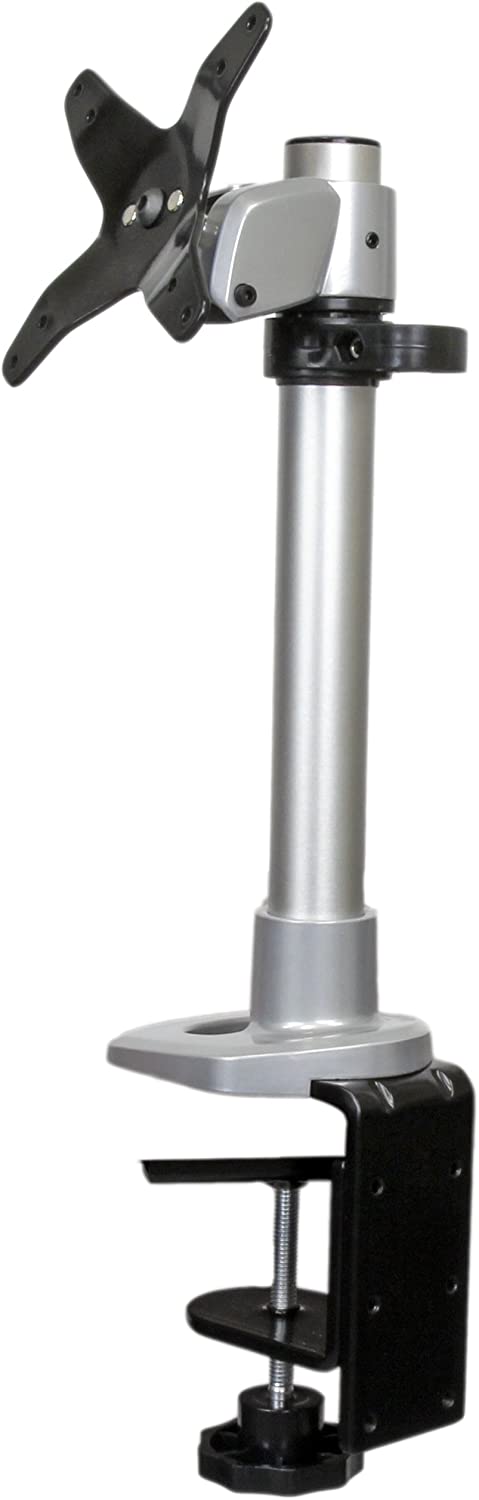 StarTech.com Monitor Desk Mount - Adjustable - Supports Monitors Up to 30lb / 14kg - Premium Single Screen VESA Monitor Mount - Desk & Grommet Clamp -Silver (ARMPIVOT) Silver No Articulating Arm