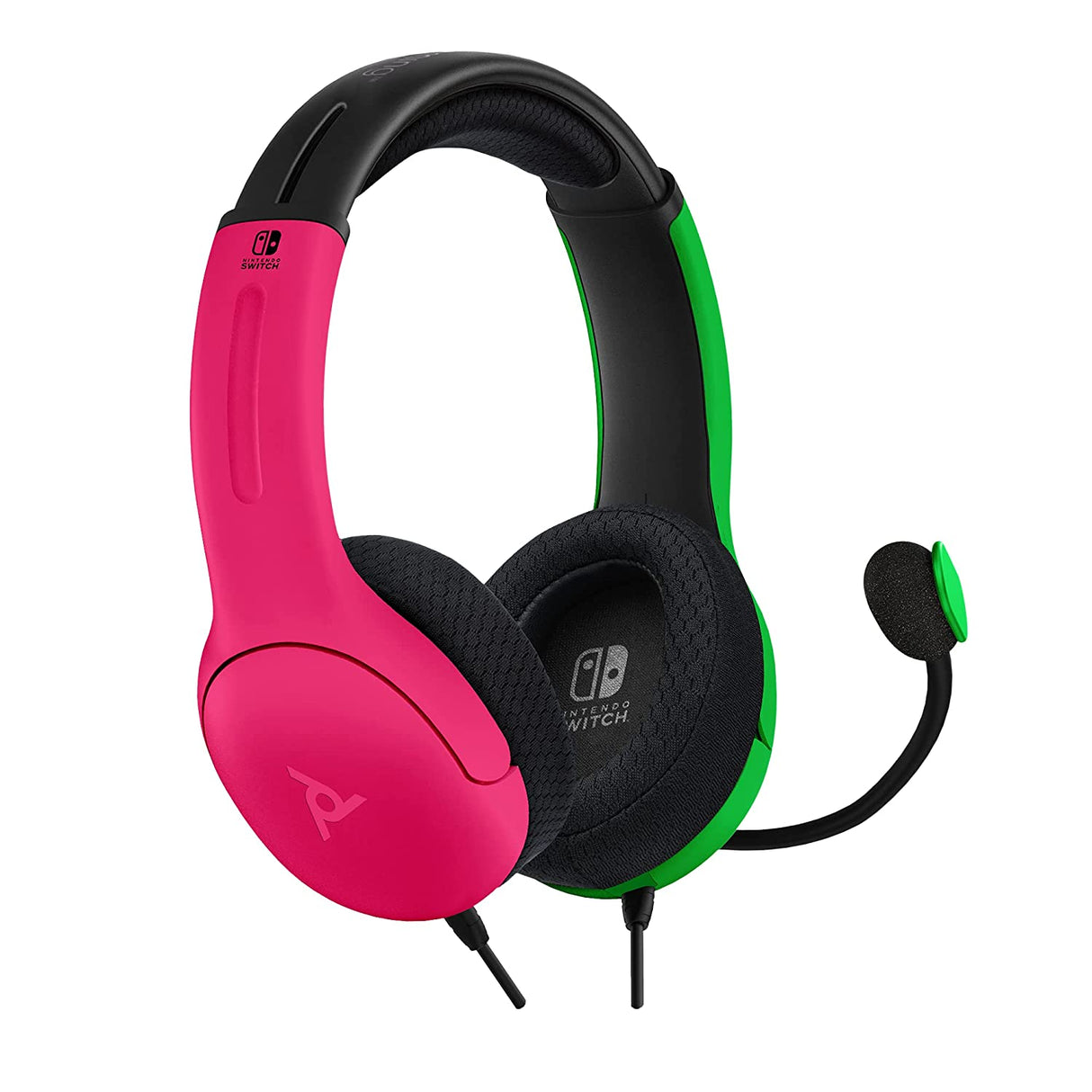 PDP Gaming LVL40 Stereo Headset with Mic for Nintendo Switch - PC, iPad, Mac, Laptop Compatible - Noise Cancelling Microphone, Lightweight, Soft Comfort On Ear Headphones - Splatoon 2 Pink & Green Pink/Green Headset