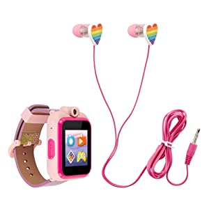 Playzoom Kids Smartwatch & Earbuds Set - Video Camera Selfies STEM Learning Educational Fun Games, MP3 Music Player Audio Books Touch Screen Sports Digital Watch Fun Gift for Kids Toddlers Boys Girls PlayZoom 2 W/Earbuds Rainbow Glitter Corgi Dog