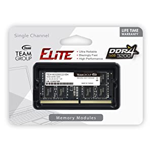 TEAMGROUP Elite DDR4 16GB Single 3200MHz PC4-25600 CL22 Unbuffered Non-ECC 1.2V SODIMM 260-Pin Laptop Notebook PC Computer Memory Module Ram Upgrade - TED416G3200C22-S01