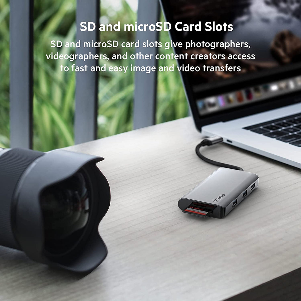 Belkin USB C Hub, 5-in-1 MultiPort Adapter Dock with 4K HDMI, 2 x USB A 3.1, SD Card Slot and microSD for MacBook Pro, Air, iPad Pro, XPS and More