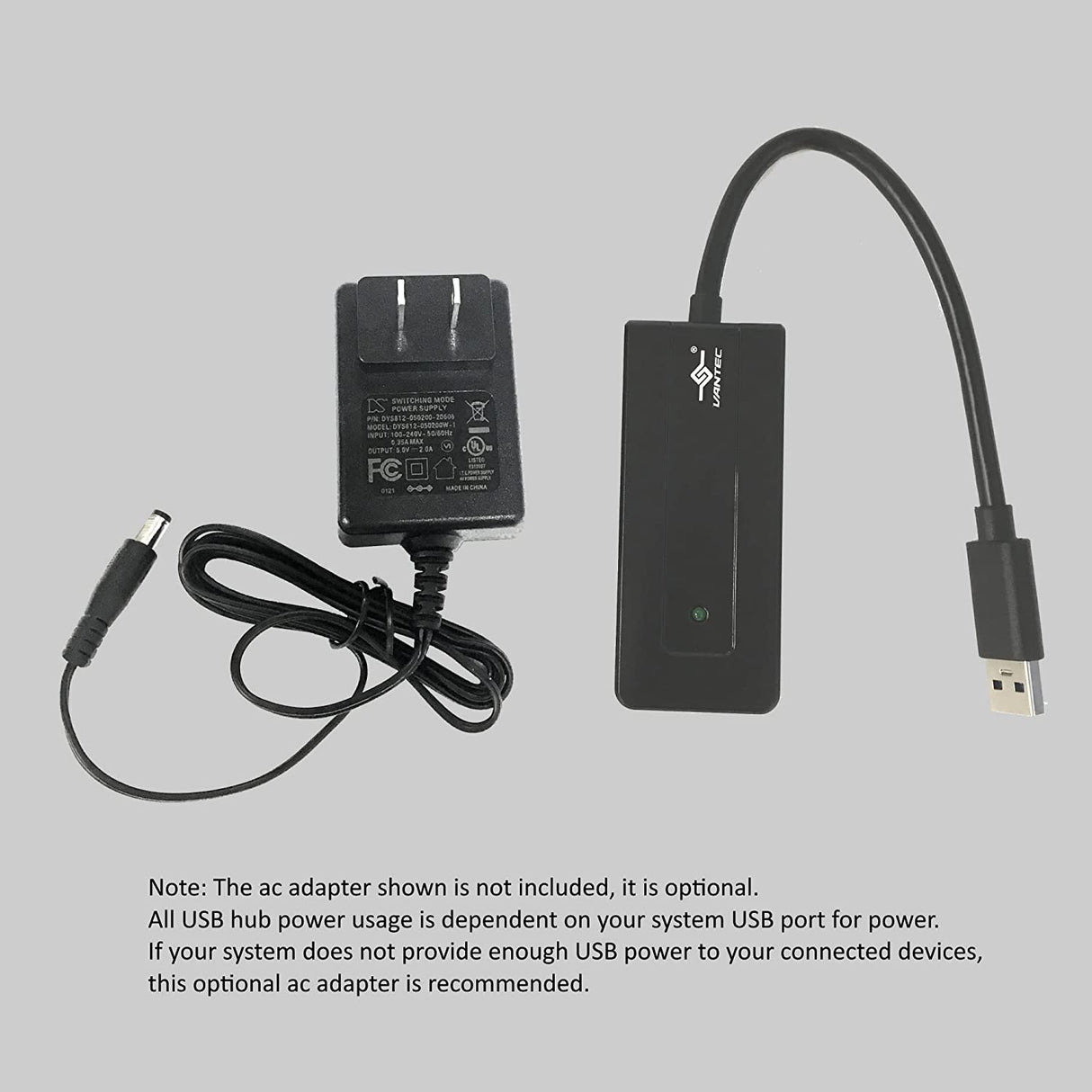 Vantec 4-Port USB 3.0 Bus-Powered Travel Hub (UGT-MH400U3),Black