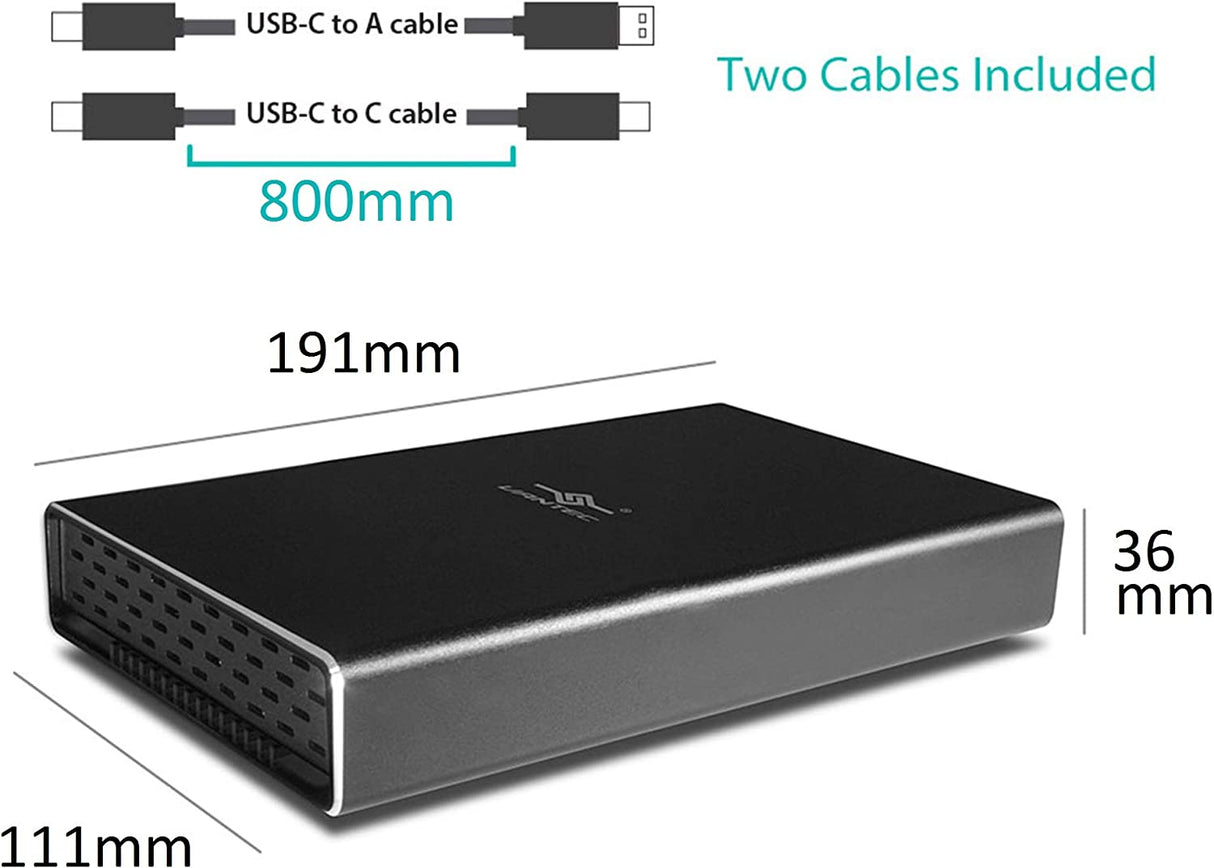 Vantec NST-371C31-BK NexStar Gx USB 3.1 Gen 2 Type-C 3.5" Sata HDD/SSD Enclosure, Comes with C to C and C to A Cable, Aluminum Casing, Black