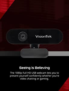 VisionTek VTWC30 Premium Full HD (1080P 30FPS) Webcam, for Windows, Mac, Linux, & Chromebook, Computer Video Camera, Digital Dual Microphones, Manual Focus Lens, Privacy Cover, 83-Degree Viewing Angle