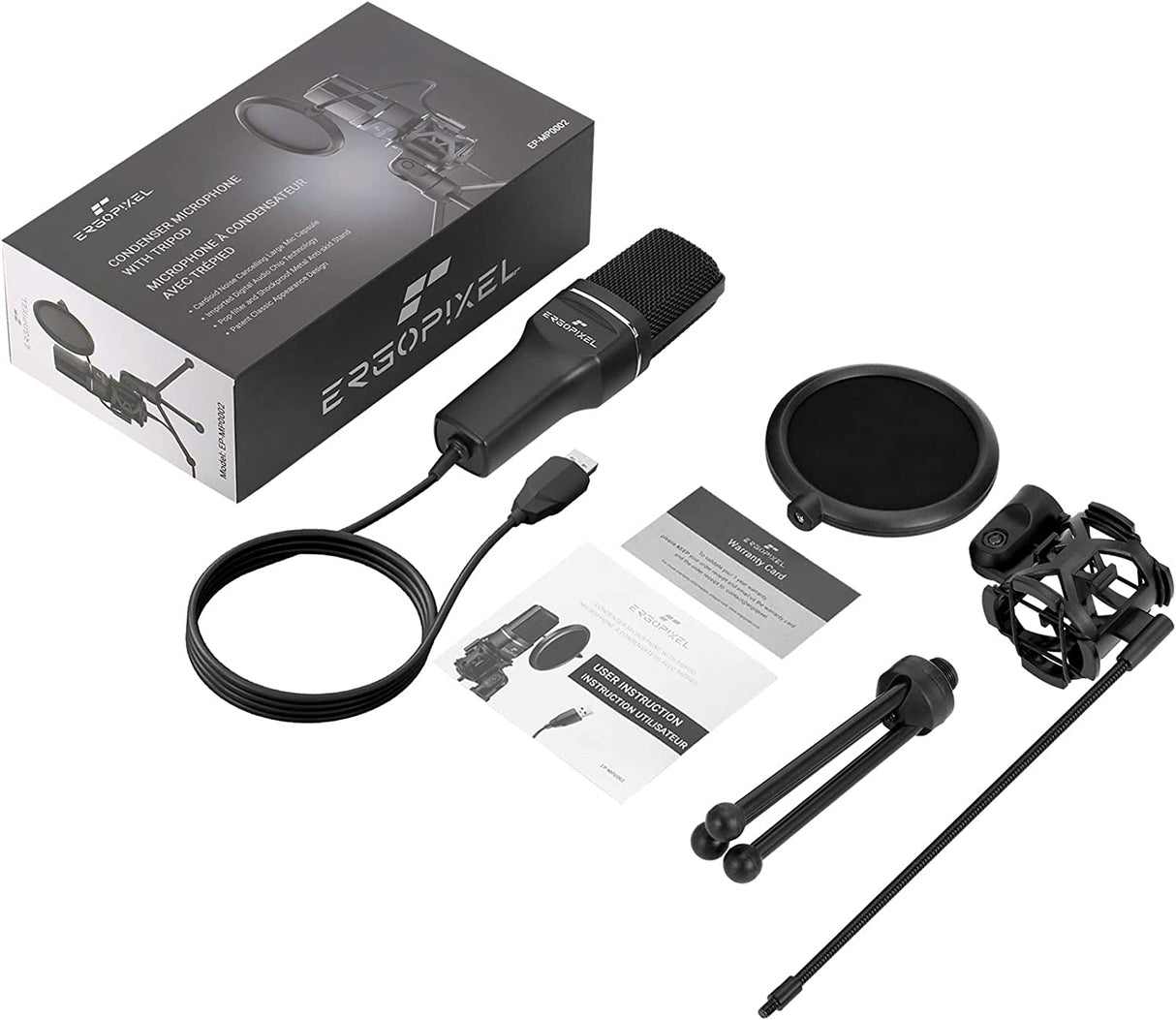 ERGOPIXEL Condenser Microphone W/Tripod BLK