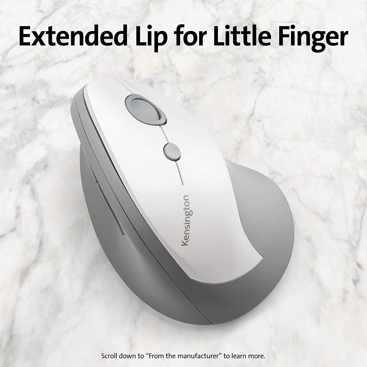 Kensington Pro Fit Ergo Vertical Wireless Mouse- Gray, White