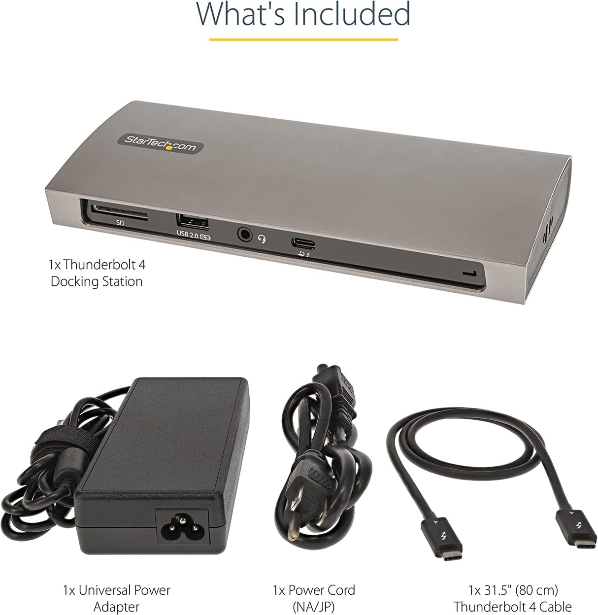 StarTech.com Thunderbolt 4 Dock, 96W Power Delivery, Single 8K/Dual Monitor 4K 60Hz, 3xTB4/USB4 ports, 4xUSB-A, SD, GbE, Thunderbolt 4 Docking Station for Windows or TB3 MacBook, 0.8m Cable (TB4CDOCK) TB4 / USB4