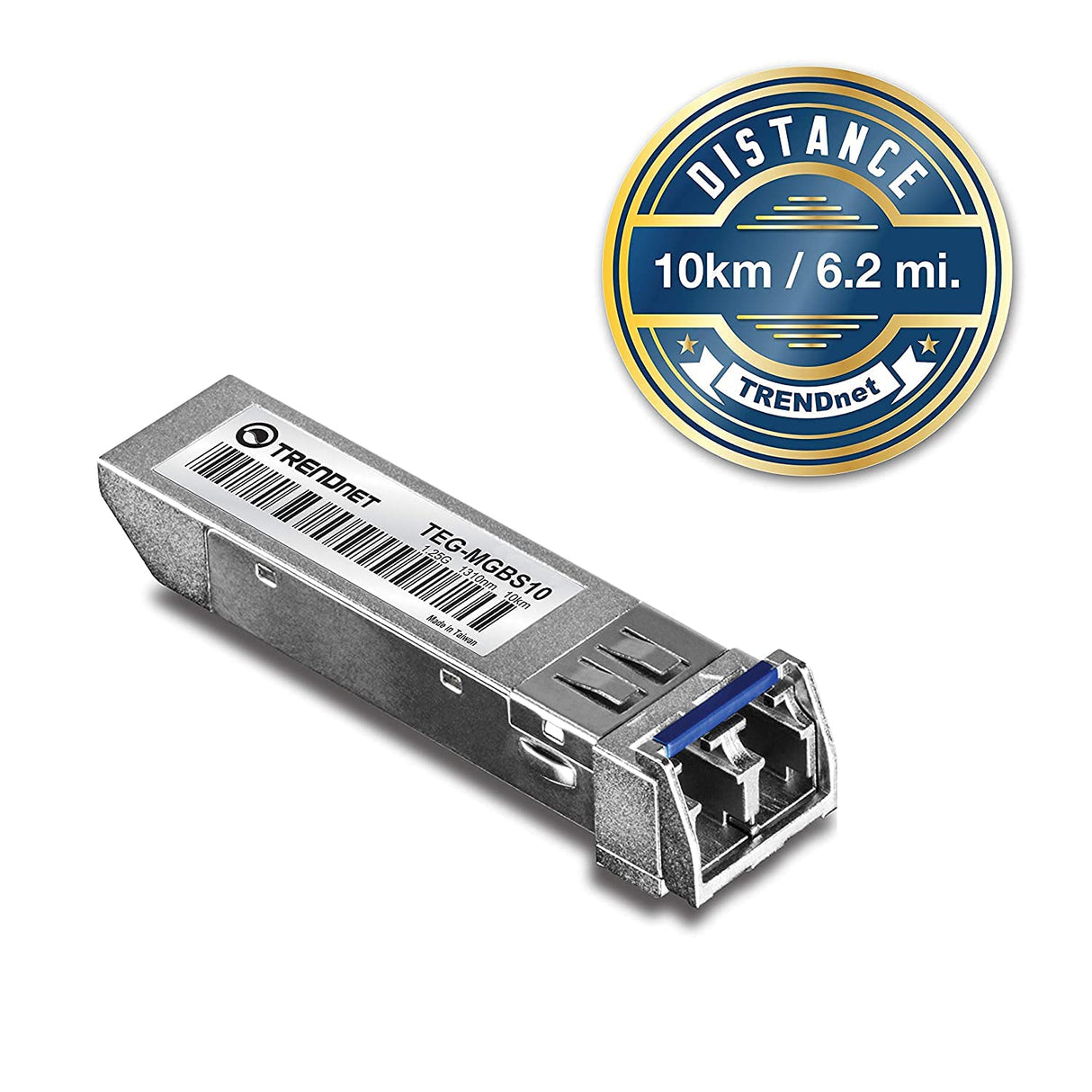 TRENDnet SFP to RJ45 Mini-GBIC Single-Mode LC Module, TEG-MGBS10, for Single Mode Fiber, Distances up to 10km (6.2 Miles), Gigabit SFP Module, IEEE 802.3z Gigabit Ethernet, Lifetime Protection 1-Pack 10 km/6.2 mi