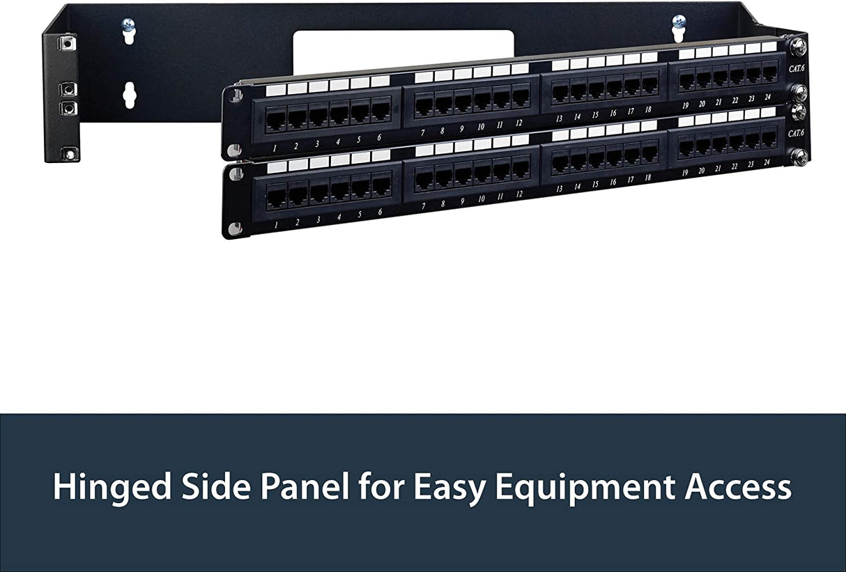 StarTech.com 2U Hinged Wall Mount Patch Panel Bracket - 6 inch Deep - 19" Patch Panel Swing Rack for Shallow Network Equipment- 22lbs (WALLMOUNTH2)