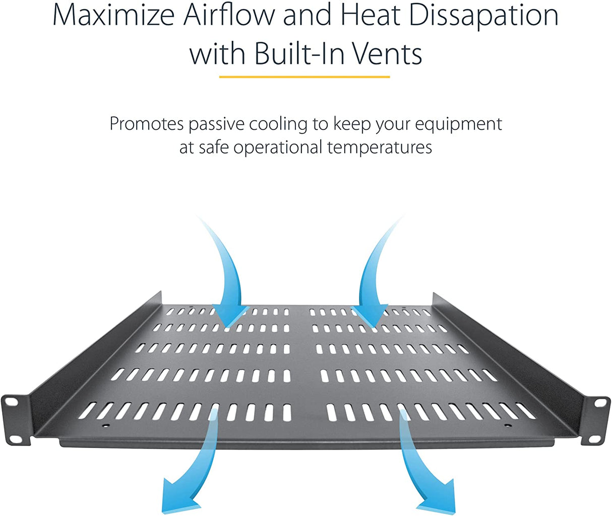 StarTech.com 1U Server Rack Shelf - Universal Vented Rack Mount Cantilever Tray for 19" Network Equipment Rack & Cabinet - Durable Design - Weight Capacity 55lb/25kg - 20" Deep (SHELF-1U-20-FIXED-V) 1U 20" Depth