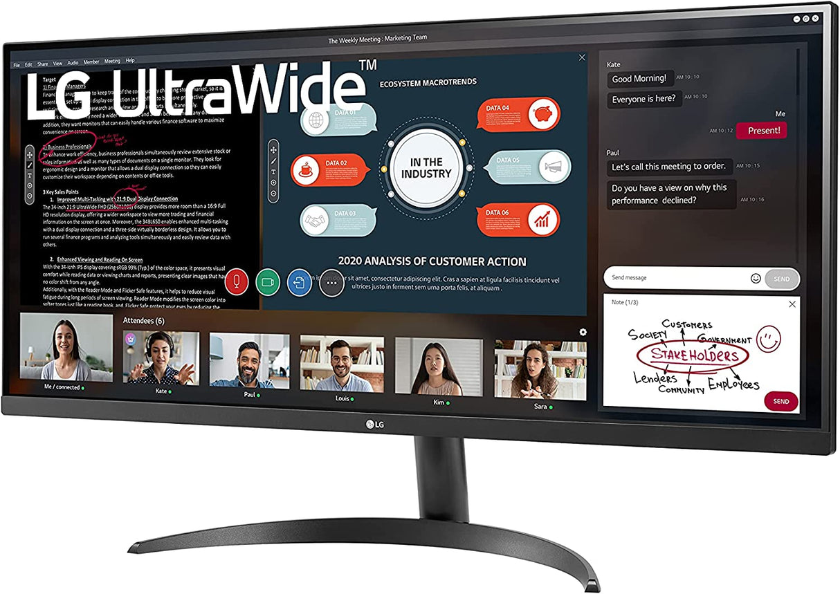 LG UltraWide 34WP500-B 34 Inch Full HD 5ms 75Hz IPS Wide Monitor, AMD FreeSync, Black