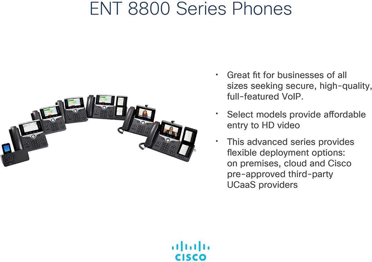 Cisco IP Business Phone 8861, 5-inch WVGA Color Display, Gigabit Ethernet Switch, Class 4 PoE, WLAN Enabled, 2 USB Ports, 10 SIP Registrations, 1-Year Limited Hardware Warranty (CP-8861-K9=)