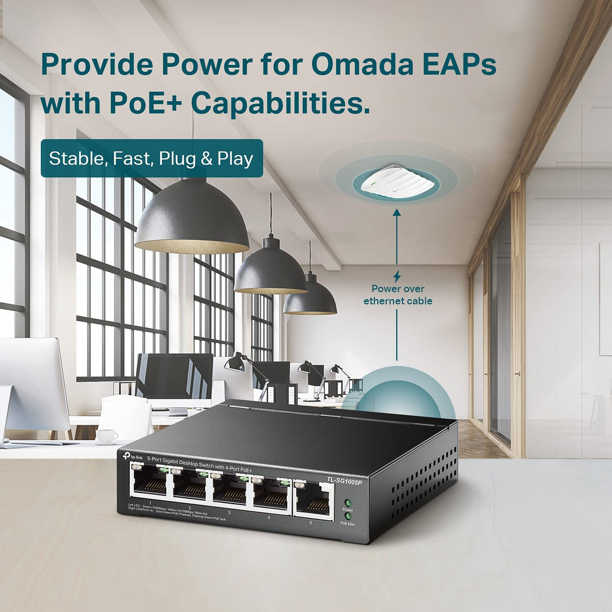 TP-Link TL-SG1005P V2 or later | 5 Port Gigabit PoE Switch | 4 PoE+ Ports @65W | Desktop | Plug & Play | Sturdy Metal w/ Shielded Ports | Fanless | Limited Lifetime Protection | QoS & IGMP Snooping Unmanaged 5 Port w/4 PoE+ Port