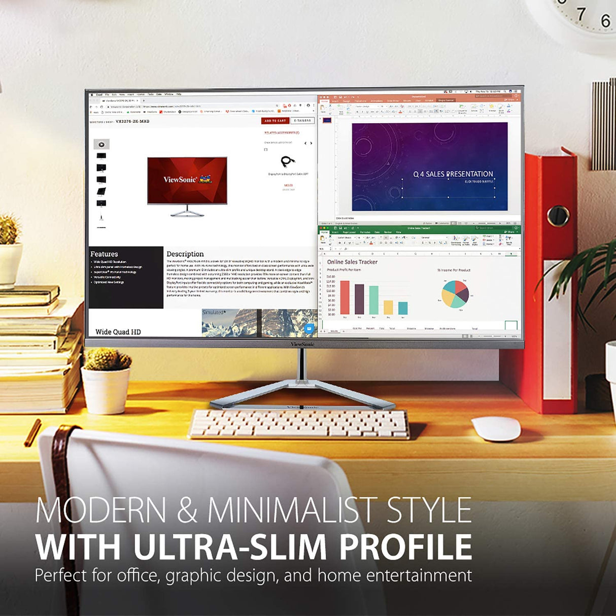 ViewSonic VX3276-4K-MHD 32 Inch 4K UHD Monitor with Ultra-Thin Bezels, HDR10 HDMI and DisplayPort for Home and Office 32-Inch 4K UHD