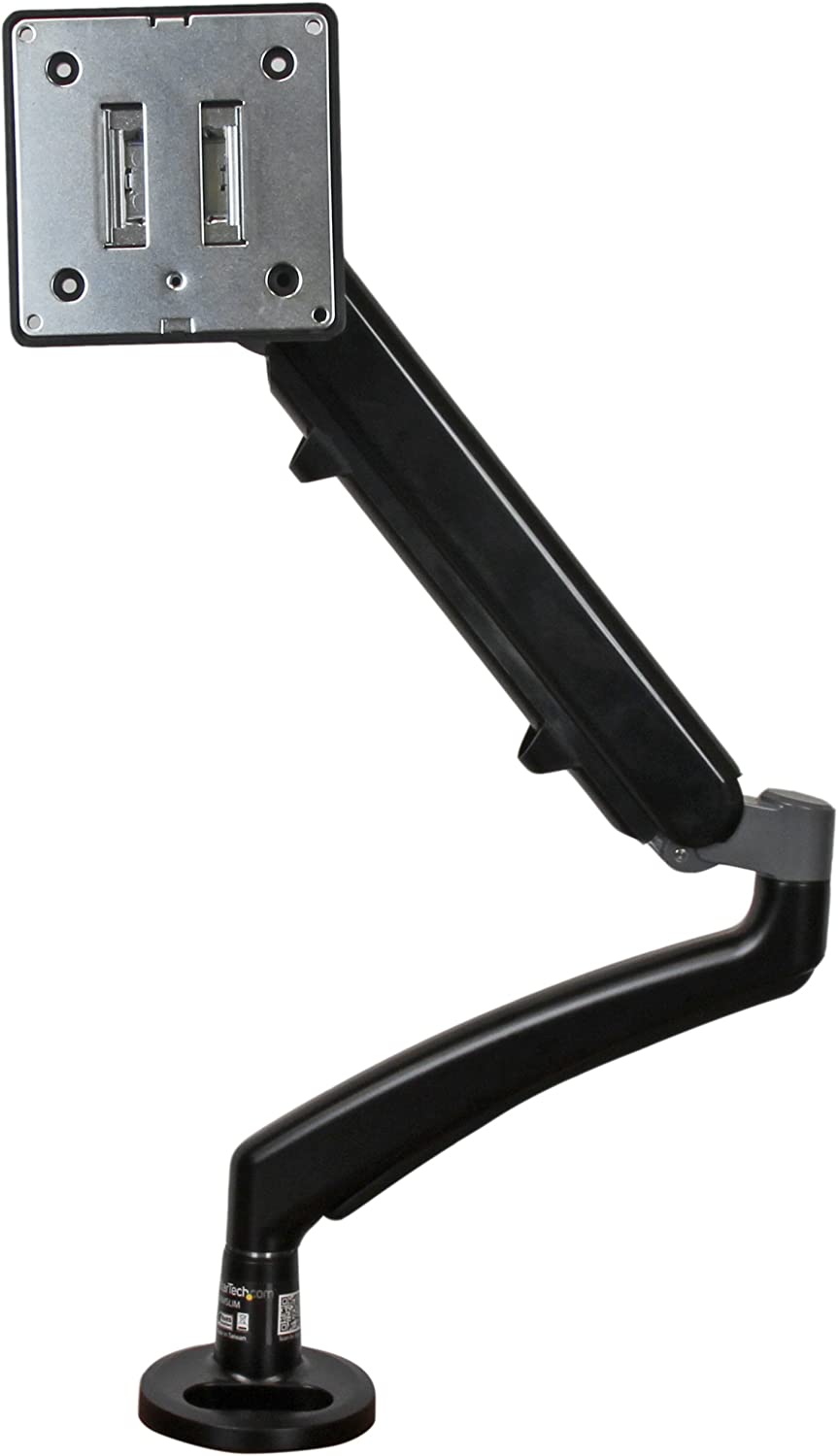 StarTech.com Desk Clamp Monitor Mount - Adjustable - Supports Monitors 12” to 34” - Full Motion Slim VESA Mount Monitor Arm - Desk & Grommet Clamp -Black (ARMSLIM)