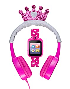 PlayZoom Kids Smartwatch 2 with Headphones Featuring a Swivel Selfie Camera, STEM Learning, 20+ Games, Audio Bedtime Stories, Store Music for Kids Toddlers Boys Girls Fuchsia Multi with Crown