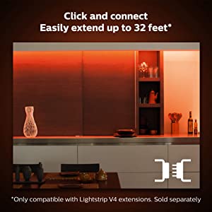 Philips Hue Lightstrip Plus (1m/3ft Extension Without Plug), Works with Amazon Alexa, Apple Homekit and Google Assistant, Bluetooth Compatible, Single Color Effect 3ft Single Color Lightstrip Only
