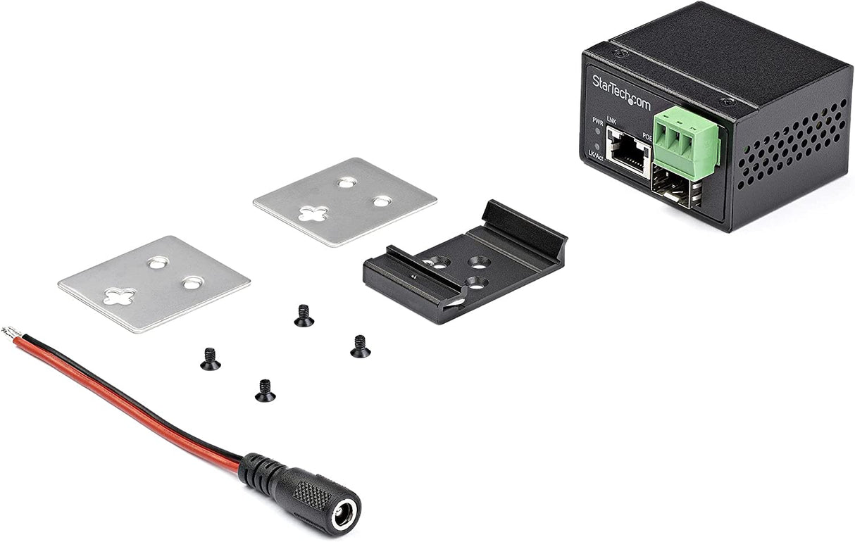 StarTech.com PoE+ Industrial Fiber to Ethernet Media Converter 30W - SFP to RJ45 - Singlemode/Multimode Fiber to Copper Gigabit Ethernet - Mini/Compact Size - IP-30/ -40 to +75C (IMC1GSFP30W)