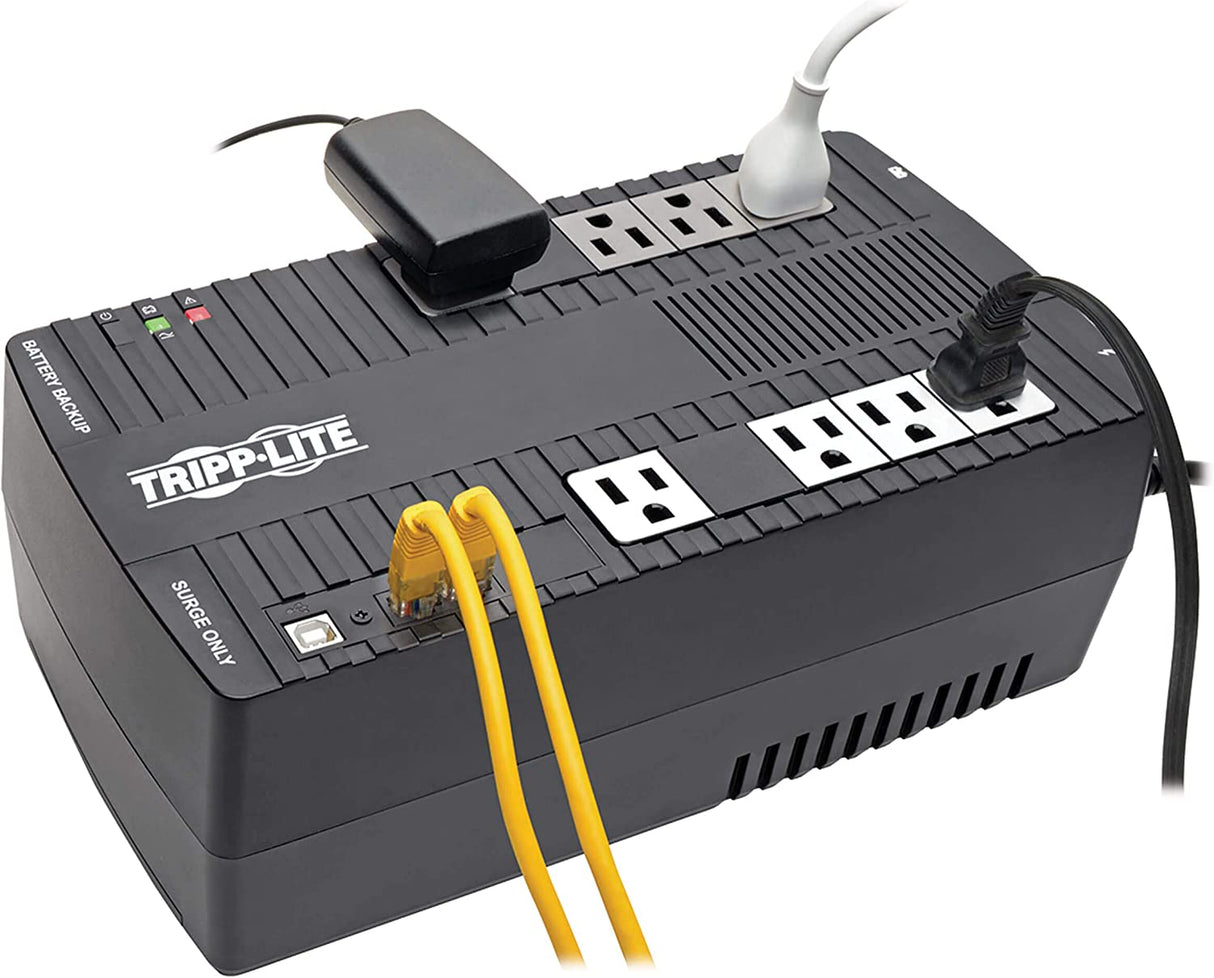 Tripp Lite 700VA UPS Battery Backup, 350W AVR Line Interactive, USB, Ultra-Compact (AVR700U) Black 700VA Battery