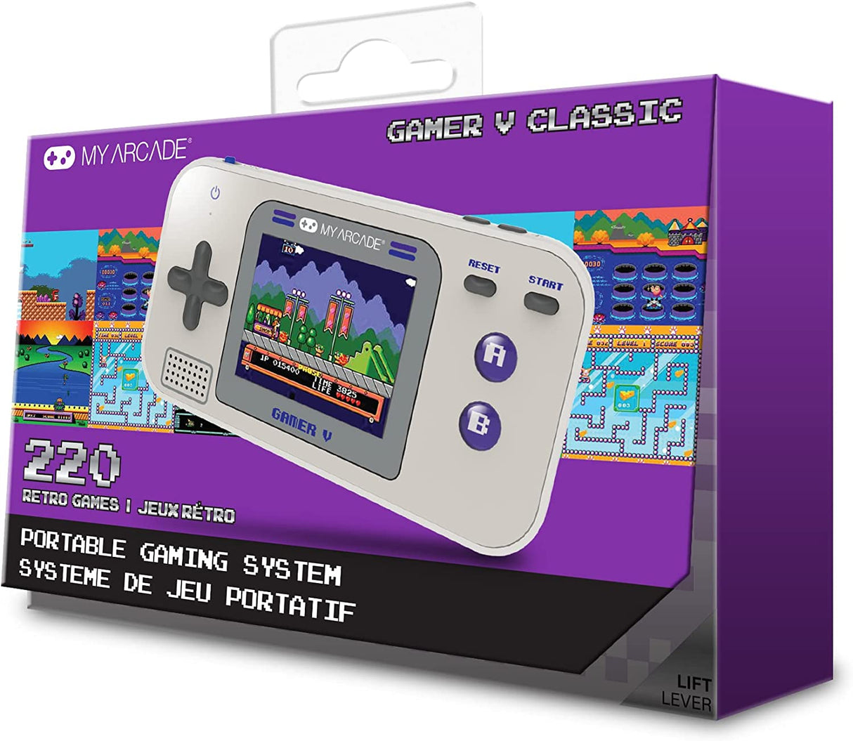 My Arcade Gamer V Classic-Purple: Portable Gaming System with 220 Games, 2.5" Color Display, Pocket Size (DGUN-3920)