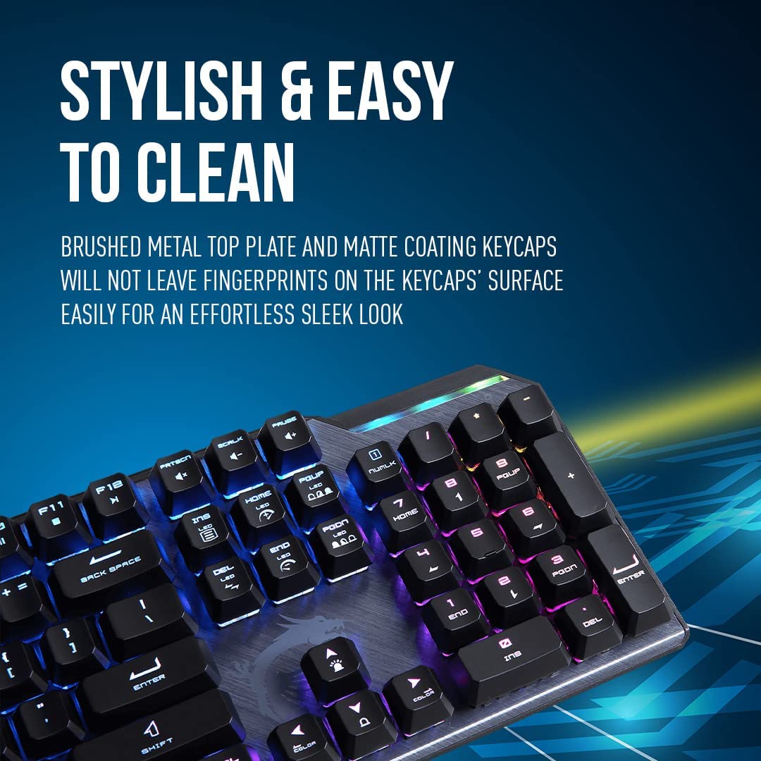 MSI Vigor GK50 Elite LL Mechanical Gaming Keyboard, Kailh Blue Switches, RGB Mystic Light VIGOR GK50 ELITE LL US