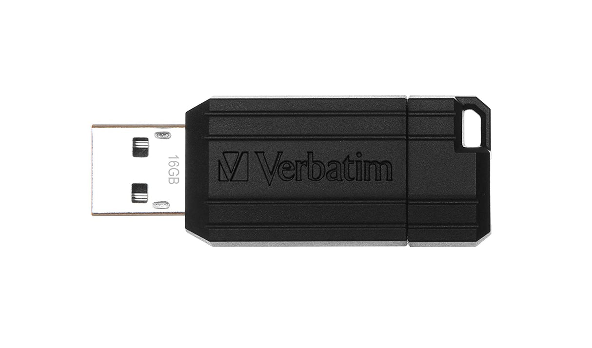 Verbatim 16GB Pinstripe USB Flash Drive - Black - 16GB - Black