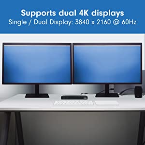 VisionTek VT4510 Dual Display 4K USB 3.0 & USB-C Docking Station with 100W Power Delivery (901484)