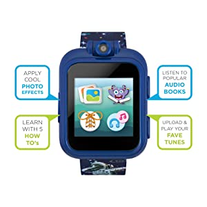 PlayZoom 2 Kids Smartwatch & Headphones - Video Camera Selfies STEM Learning Educational Fun Games, MP3 Music Player Audio Books Touch Screen Sports Digital Watch Gift for Kids Toddlers Boys Girls Spaceman Print